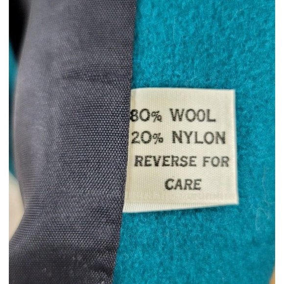 Vintage Long Coat size 6/8 Wool Trench Coat Winter duster Teal Double Breasted - Picture 10 of 10